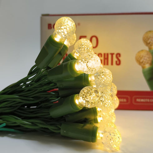 Battery Operated Christmas Lights, 16FT 50 LED G12 String Light with Remote Timer for Indoor Outdoor Decor