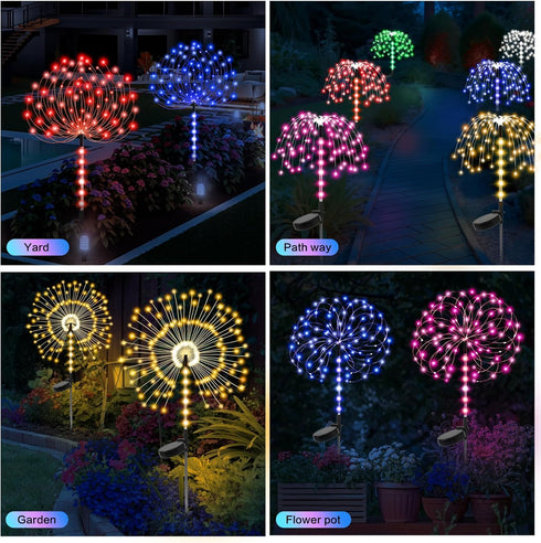 500LED 4Pack, Garden Decor Outdoor Lights Solar Garden Lights for Outside Christmas Fairy Firework Decorative,Solar