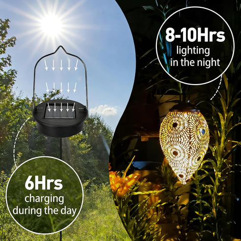 Hanging Solar Lights Outdoor Waterproof with Shepherd Hook Garden Decor Chandelier Birthday Gifts for Women Mom Family