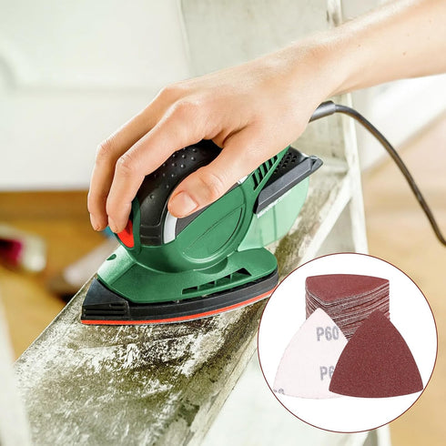 55Pcs Oscillating Tool Sanding Pad Triangle Sanding Pads Set 60/80/100/120/240 Grit for Finishing Wood Sanding Plaster