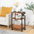 HOOBRO 3-Tier Industrial Printer Stand with Charging Station, Rolling Printer Cart, Adjustable Shelf and Hook, Rustic