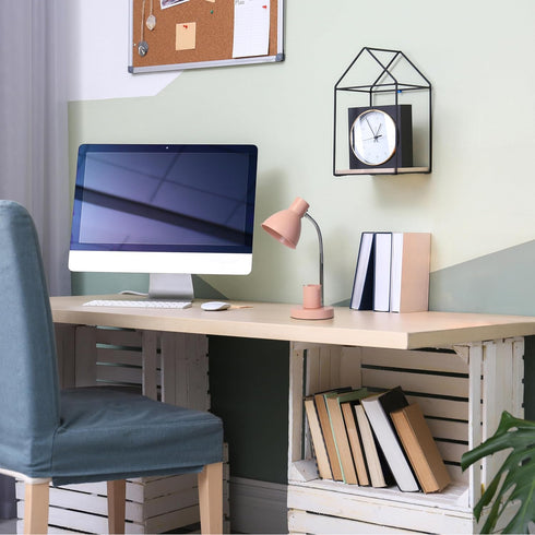 LD1076-PNK 16.22" Simple Designs Sleek Essentials Adjustable Metal Desk Task Lamp with Organizer Compartment