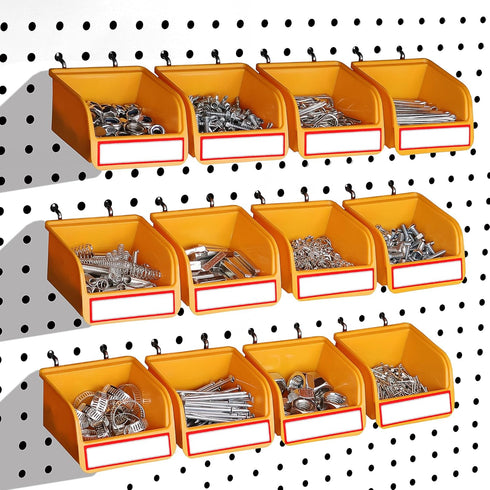 12-Pack Pegboard Bins Organizer Set - Durable Storage Tray for Screws, Nuts, Bolts, Crafts, Accessories with 16 Labels