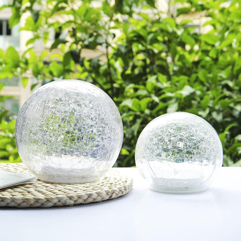Crackle Globe LED Lamp, Battery Operated Lighted Glass Orb for Christmas Decoration, Gold Mercury Glass Ball Light for