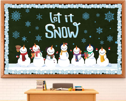 Winter Bulletin Board Decoration Set, Holiday Paper Cutouts for Christmas Classroom Decorations