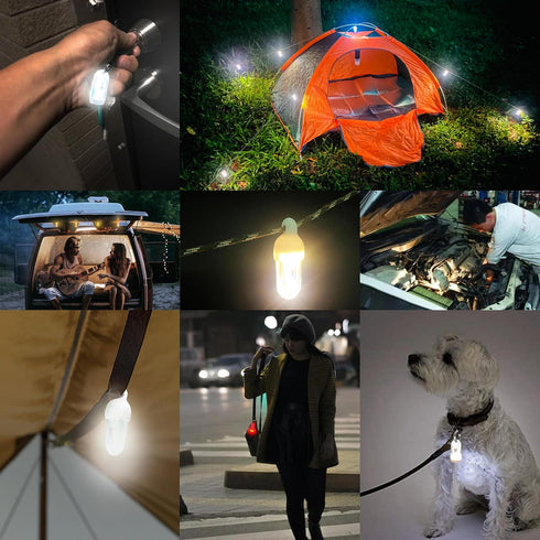 2 Pack USB Mini LED Lantern, Waterproof EDC Keychain LED Flashlight for Camping, Type-C Rechargeable Battery Small