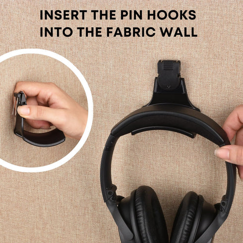 onsogi (1 Pack) Fabric Wall Headphone Stand for Office, Cubicle Headphone Holder for Work Decor, Space-Saving Hanger