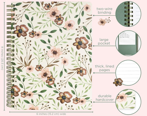 Steel Mill & Co Cute Green Mini Spiral Notebook, 8.25" x 6.25", Durable Hardcover with 160 Lined Pages