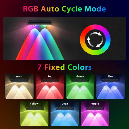 8 Pack 7 IP67 12+ Solar Fence Lights Outdoor - RGB Fence Lights Solar Powered, Color Modes & Warm White, Waterproof