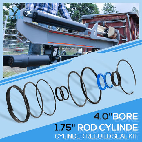 Hydraulic Log Splitter Cylinder Rebuild Seal Kit for 4.0"Bore x 1.75" Rod Cylinde, Precision Made