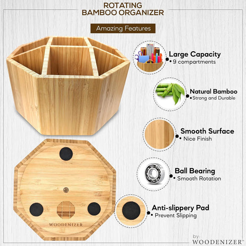 Bamboo Desk Organizer - Pencil Holder for Kids - Art Supply Caddy - Compact Utility Waist Bag Pack - Pen Organizer for