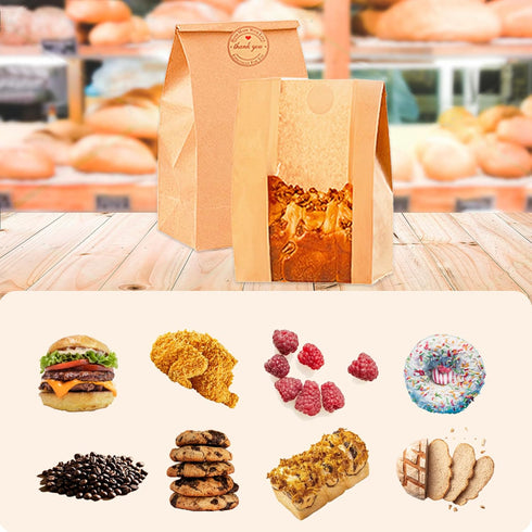 Homrelaxy 120pcs 13.7 8.3 3.5 Inch 130 Paper Bread Bags for Homemade Bread, Sourdough Bag with Window, x x Large Brown