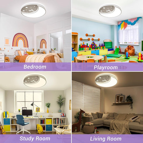 FAYOTAT 30W 3000K/4500K/6500K Nursery(15.75 Inch) Flush Mount Ceiling Light for Kids, Large Modern LED Ceiling Lights