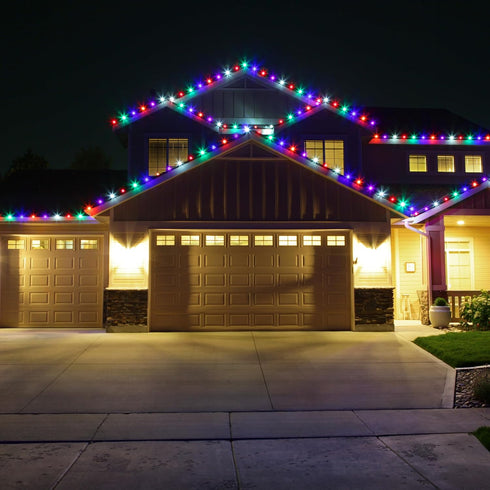 Set of 25 Teal C9 Christmas Lights, Faceted C9 LED Bulbs for Indoor & Outdoor Use, Durable Replacement C9 Lights
