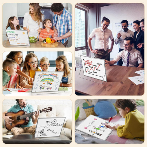MaxGear White Board with Stands, 16" x 12" Large Double-Sided Dry Erase Board for Kids, Desktop Easel