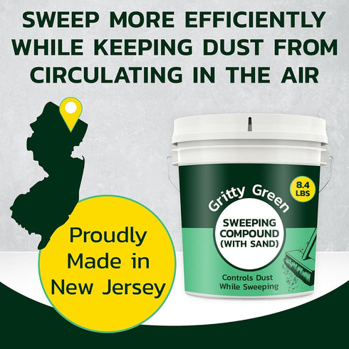 (8.4 lbs) Gritty Green Sweeping Compound with Sand Effective Dust Control on Cement & Unfinished Floors, Grit and Sand