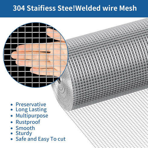 1/4 inch 22 Fence(15.7in24ft) apbgwj Stainless Steel Welded Wire Mesh, Hardware Cloth, Gauge Chicken Wire Fence Mesh