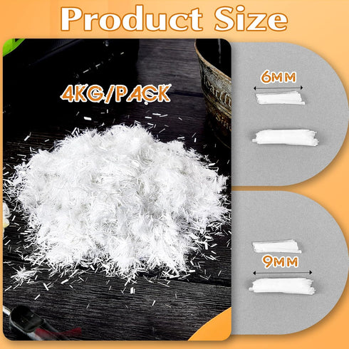 Frienda 8.8 Lb 1/4" Chopped Fiberglass Fibers Strands, E-Glass for Cement Mortar Concrete Reinforcement