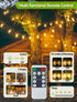 48FT Dimmable 15+1 ST38 Bulbs 3 Larkvue Solar String Lights Outdoor with Remote, Waterproof Patio Lights with LED Modes