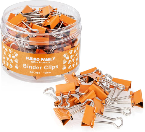 Small Binder Clips, 3/4 Inch (19mm) - 50 Pack Mini Binder Clips (Orange)