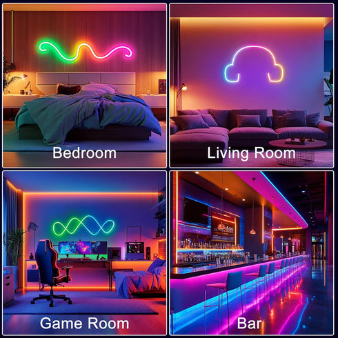 360 10ft maylit Degree Luminous Reticulate Weave Rope Lights, Addressable ICRGB LED Strip Lights, Music Sync, DIY