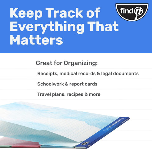 Find It File Folder Notepad - Pack of 12, 9.5 x 12.5 Inch Notebook Organizer for Filing and Document Organization -