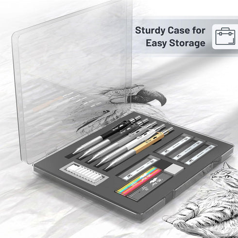 Mr. Pen Metal Mechanical Pencil Set with Leads and Eraser Refills, 5 Sizes - 0.3, 0.5, 0.7, 0.9, 2 Millimeters for