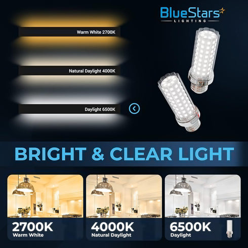 BlueStars 4 Pack 20W E26 E27 LED Corn Light Bulbs, 150W Equivalent, 6500K Cool Daylight White, 1600 Lumens