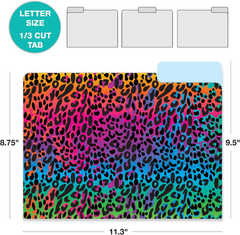 Global Printed Products Deluxe Designer File Folders, 1/3 Cut Tab, Assorted Positions, 24/pk - Letter Size