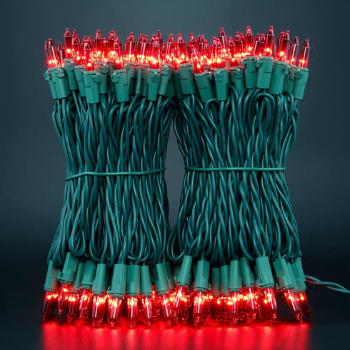 YULETIME 200 Red Christmas Lights, 2 Sets of 33 Feet 100 Count UL Certified String Lights (Red - Green Wire)