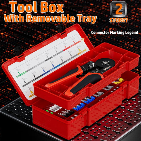 28-7 21 (8/9/10/12mm), Set PEBA Ferrule Crimping Tool Kit, AWG Self-Adjusting Ratchet Wire Crimper with Sizes Tinned