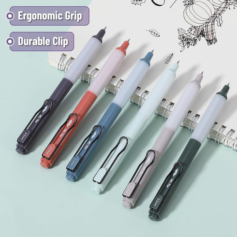 Mr. Pen Retractable Gel Pens, 6 Pack, Vintage Barrels, Black Gel, Fast Dry, Fine Point 0.5mm, Cute Aesthetic Pens