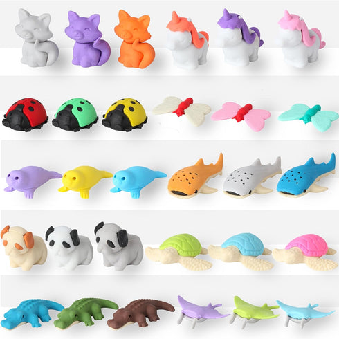 Mr. Pen Animal Erasers - Desk Pets for Kids Classroom, 30 Pack, Back to School Supplies