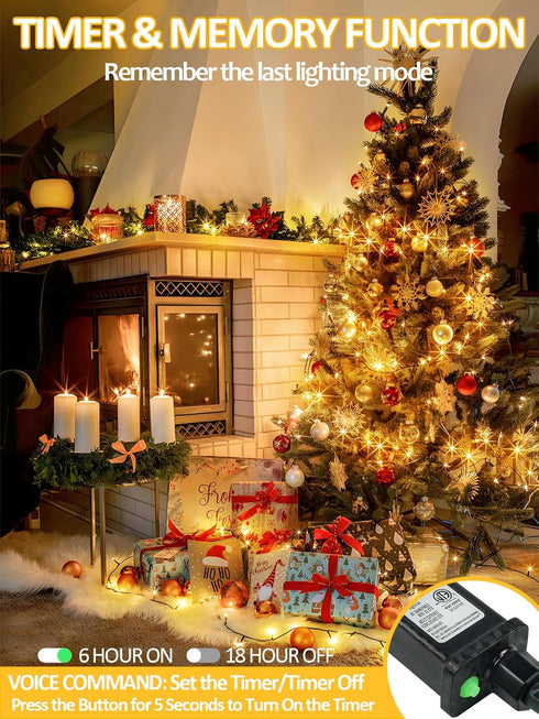 274ft 800 7 Commands, 12 Voice Controlled Smart Christmas Lights Outdoor, LED Twinkle String Lights with Voice Modes