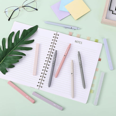 Mr. Pen 10 Pack Aesthetic Highlighters and Gel Pens No Bleed, Morandi Color Bible Highlighters, Black Ink Bible Pens