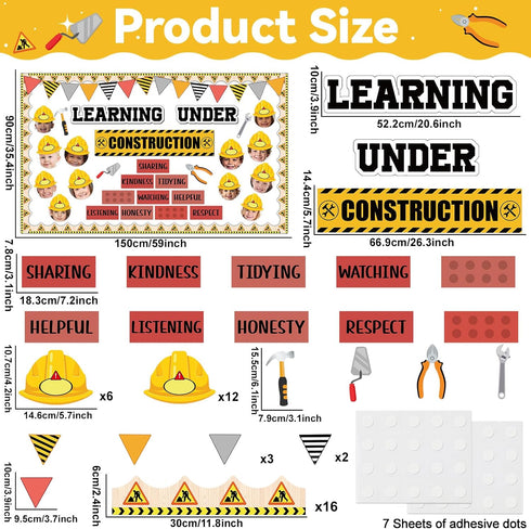 Set gisgfim Construction Bulletin Board Decorations Learning Under Construction Paper Cutouts DIY Photo Helmet