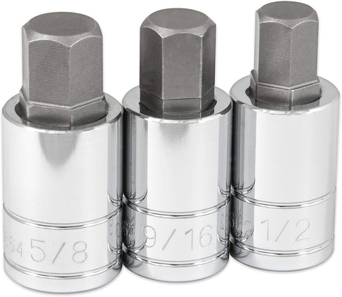 Titan 16162 3-Piece 1/2-Inch Drive SAE Large Hex Bit Socket Set