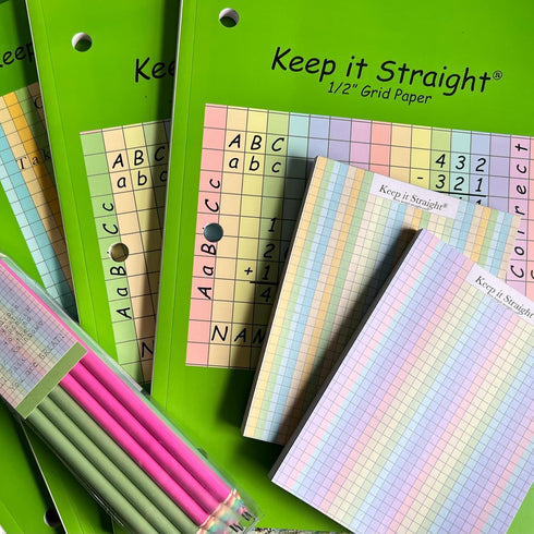 Keep it Straight Graph Paper, 3 Hole Punch Colored Graph Paper for Bullet Journal, College School Office Supplies