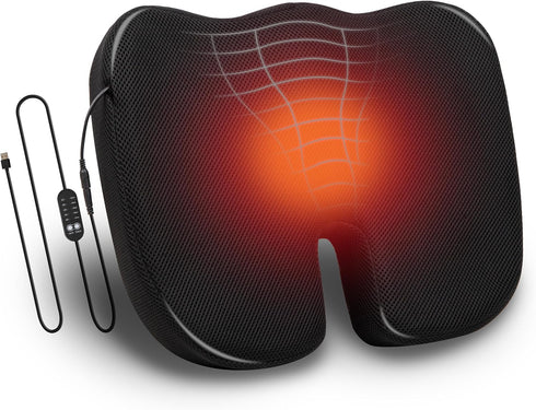 Mind Reader Heated Memory Foam Seat Cushion with Air-Cloud Support, Slim Ergonomic