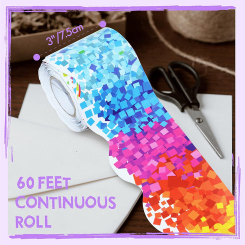 ERKE 60 Feet Bulletin Board Borders, Confetti Scalloped Rolled Border Trim for School, Classroom & Office Decoration