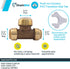 SharkBite 3/4 Inch CTS x 3/4 Inch CTS x 3/4 Inch PVC Slip Tee, Push To Connect Brass Plumbing Fitting