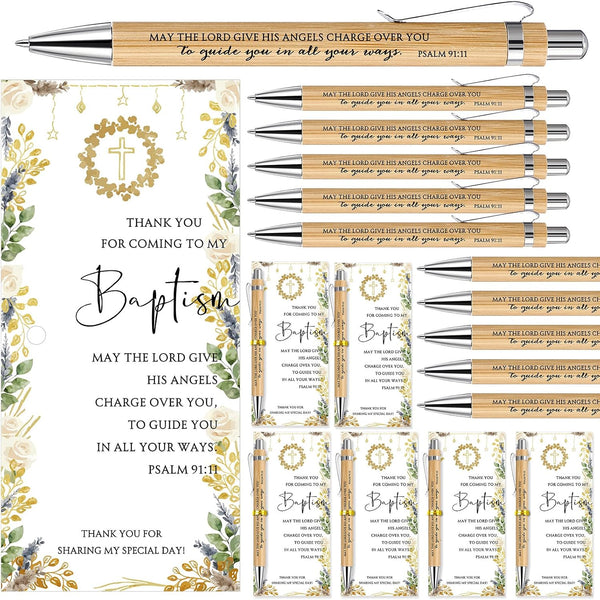 Skyygemm 50 Sets Baptism Favors for Guests First Communion Baptism Quote Bamboo