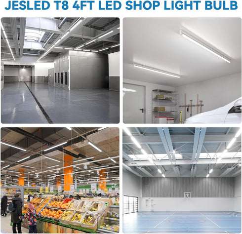 T8 Bulbs 4 4ft 24W, 3200LM, 6 CCT(3000K-6500K) Bulb 48 Inch T10 T12 2 Pack LED Foot, LED Tube Lights Type A+B, Plug