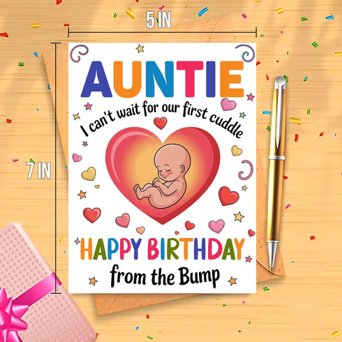 Moonlit93 Auntie - I Can't Wait For Our First Cuddle Happy Birthday From The Bump! Card - Ideas Birthday Card