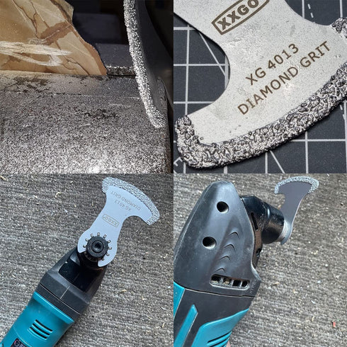 XXGO 4 Pcs Diamond Carbide Oscillating Multi Tool Semi Circle Finger Segment Swing Grit Blades
