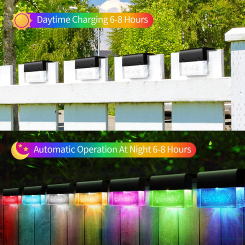 4 Pack Solar Fence Lights, Waterproof LED Super Bright Acrylic Bubbles Step Lights Outdoor for Stair Pool Backyard