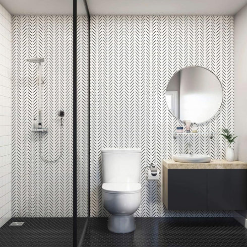 Erfoni Black and White Peel and Stick Wallpaper, Modern Herringbone Contact Paper, 17.7inch x 78.7inch