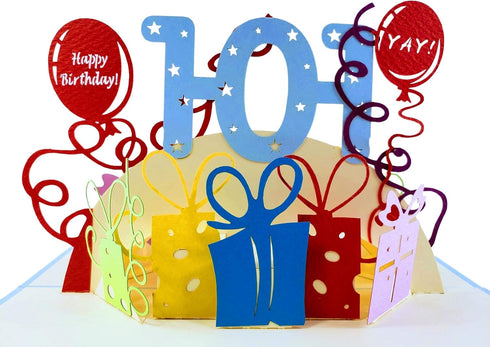 iGifts And Cards Happy 101st Birthday 3D Pop Up Greeting Card - Unique, Fun Gift for Special Occasions, Celebration