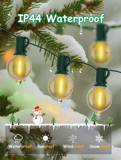 25FT G40 27 Bulbs, LED Outdoor Christmas String Lights Waterproof, Hanging Globe Patio Lights with LED Shatterproof