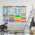 Educational Preschool Poster Pack of 15 for Toddlers and Kids, ABC Alphabet, Shapes Chart, 17x12 Inches Classroom